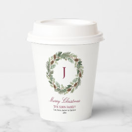 Rustic Pine Wreath Christmas Papieren Bekers