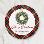 Rustic Pine Wreath Christmas Tag Personalized Bedankjes Labels (Achterkant)