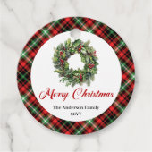 Rustic Pine Wreath Christmas Tag Personalized Bedankjes Labels (Voorkant)