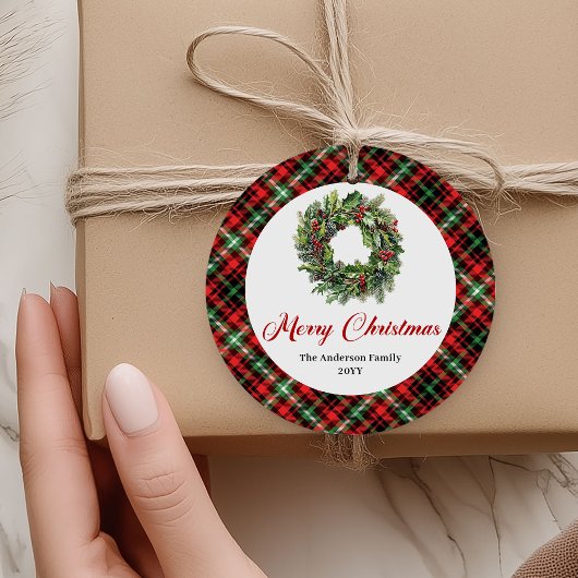 Rustic Pine Wreath Christmas Tag Personalized Bedankjes Labels