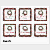 Rustic Pine Wreath Custom Name Christmas Stickers (Vel)
