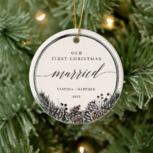 Rustic Pine Wreath First Kersthuwelijk