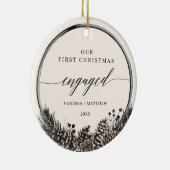 Rustic Pine Wreath First Kerstmis Keramisch Ornament (Rechts)