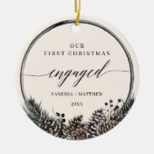 Rustic Pine Wreath First Kerstmis Keramisch Ornament (Voorkant)