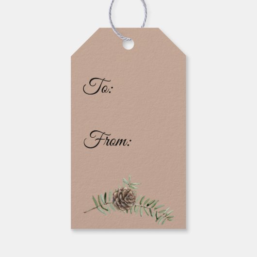 Rustic Pine Wreath Snow Wereldbol en Label met vog Cadeaulabel (Achterkant)