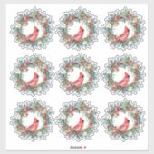 Rustic Pine Wreats Kardinaal kerstcadeautje Sticker (Vel)