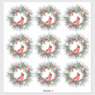 Rustic Pine Wreats Kardinaal kerstcadeautje Sticker