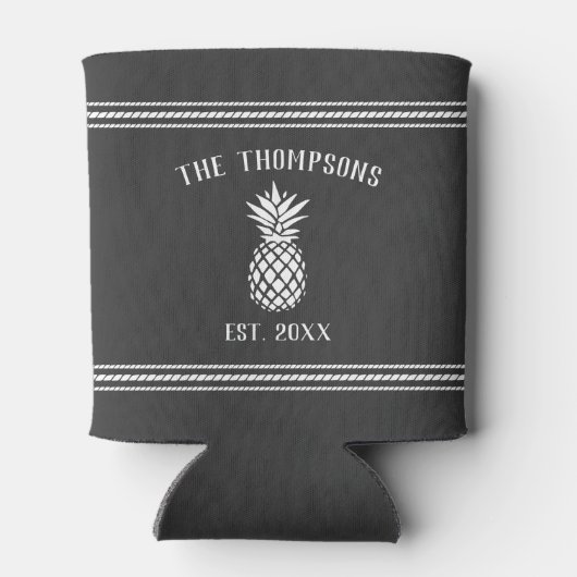 Rustic Pineapple Persoonlijke familienaam Blikjeskoeler (Achterkant)
