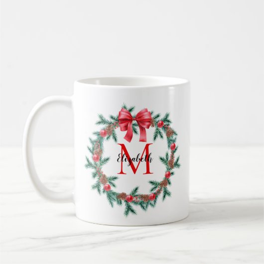 Rustic Pinecone | Bauble Kerstmis Wreater Monogram Koffiemok (Links)