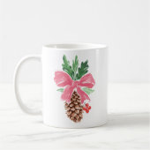 Rustic Pinecone Christmas Mug with Red Bow Koffiemok (Links)