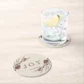 Rustic Pinecone Custom Text Holiday Ronde Kartonnen Onderzetter (Insitu)