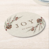 Rustic Pinecone Custom Text Holiday Ronde Kartonnen Onderzetter (Gebogen)
