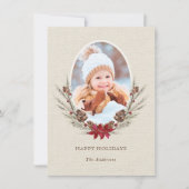 Rustic Pinecone kerstfeestay-fotokaart Feestdagenkaart (Voorkant)