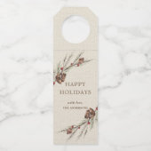 Rustic Pinecone Kerstfeestdag Flessenhanger (Voorkant)