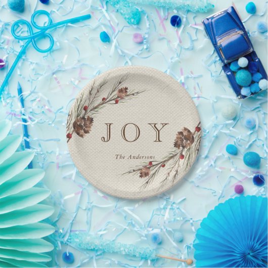 Rustic Pinecone Kerstfeestdag Papieren Bordje (Feest)