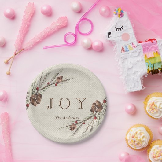 Rustic Pinecone Kerstfeestdag Papieren Bordje (Feest)