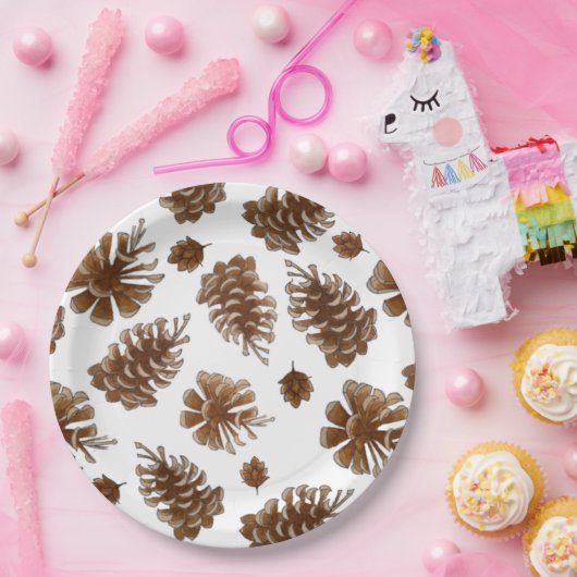 Rustic Pinecone Papieren Bordje (Feest)