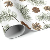Rustic Pinecone Pine Tree Leaves Pattern Gift Cadeaupapier (Rol Hoek)
