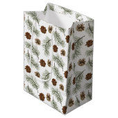 Rustic Pinecone Pine Tree Leaves Pattern Medium Cadeauzakje (Voorkant Gekanteld)