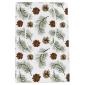 Rustic Pinecone Pine Tree Leaves Pattern Medium Cadeauzakje (Voorkant)