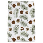 Rustic Pinecone Pine Tree Leaves Pattern Medium Cadeauzakje (Achterkant)