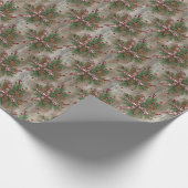 Rustic Pinecone Plaid Bow Christmas Wrapping Paper Cadeaupapier (Hoek)