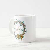 Rustic Pinecone | Sterren kerstgeschreeuw monogram Koffiemok (Voorkant links)