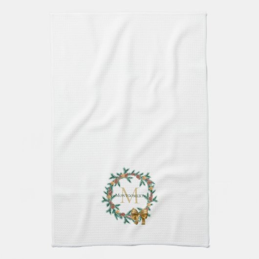 Rustic Pinecone | Sterren kerstgeschreeuw monogram Theedoek (Verticaal)