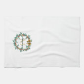 Rustic Pinecone | Sterren kerstgeschreeuw monogram Theedoek (Horizontaal)