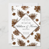 Rustic Pinecone Waterverf Save the Date Aankondiging (Voorkant)