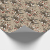 Rustic Pinecones, Cotton Sprigs and Red Berries Cadeaupapier (Hoek)