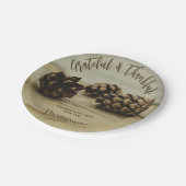 Rustic Pinecones Custom Family Name Thanksgiving Papieren Bordje (Gekanteld)