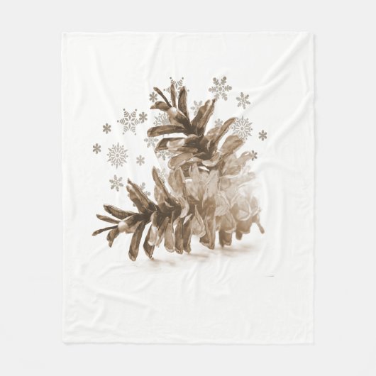 Rustic Pinecones in de sneeuwfleece Blanket Fleece Deken (Voorkant)