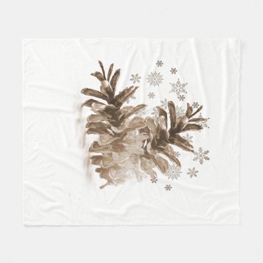 Rustic Pinecones in de sneeuwfleece Blanket Fleece Deken (Voorkant (Horizontaal))