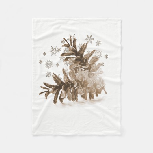 Rustic Pinecones in de sneeuwfleece Blanket Fleece Deken (Voorkant)
