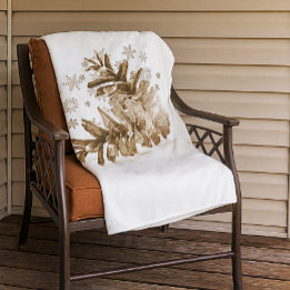 Rustic Pinecones in de sneeuwfleece Blanket Fleece Deken