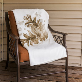 Rustic Pinecones in de sneeuwfleece Blanket Fleece Deken