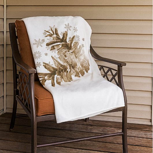 Rustic Pinecones in de sneeuwfleece Blanket Fleece Deken