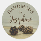 Rustic Pinecones Nature Photo Handmade By Ronde Sticker (Voorkant)