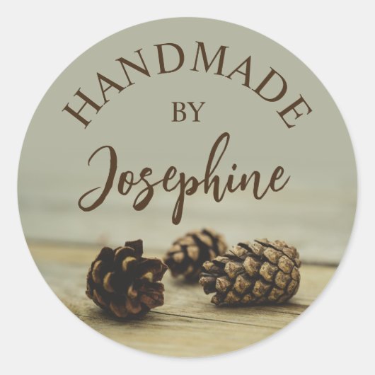Rustic Pinecones Nature Photo Handmade By Ronde Sticker (Voorkant)