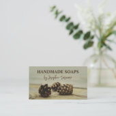 Rustic Pinecones Nature Photo Handmade Soap Maker Visitekaartje (Staand voorkant)