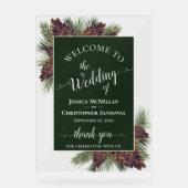 Rustic Pinecones & Pine Branches Wedding Welcome Acryl Bord (Voorkant)