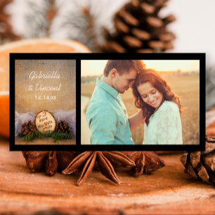 Rustic Pines Bos Bruiloft Save the Date