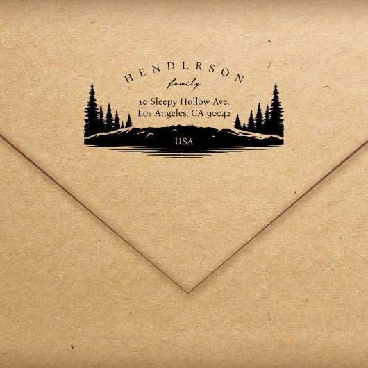 Rustic Pines Elegant Familie Retour Adres Zelfinktende Stempel