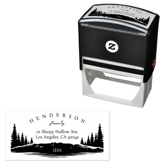 Rustic Pines Elegant Familie Retour Adres Zelfinktende Stempel (In situ)