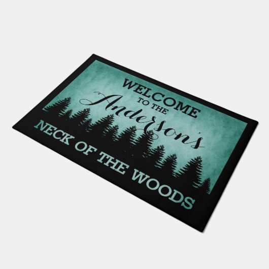 Rustic Pines Gepersonaliseerd (aqua) Welkom Deurmat (Schuin)