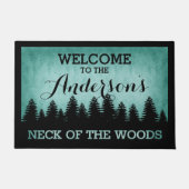 Rustic Pines Gepersonaliseerd (aqua) Welkom Deurmat (Voorkant)