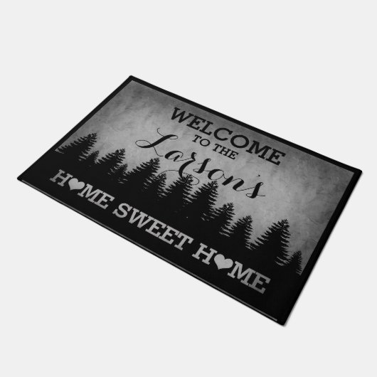 Rustic Pines Gepersonaliseerd (grijs) Welkom Deurmat (Schuin)