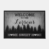 Rustic Pines Gepersonaliseerd (grijs) Welkom Deurmat (Voorkant)