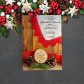 Rustic Pines Red Lace Winter Post Wedding Brunch Kaart